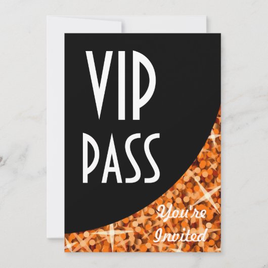 Einladung von Glitz Orange black kurve "VIP Pass" (Vorderseite)