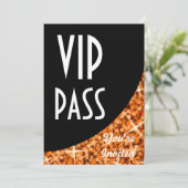 Einladung von Glitz Orange black kurve "VIP Pass" (Stehend Vorderseite)