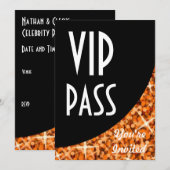 Einladung von Glitz Orange black kurve "VIP Pass" (Vorne/Hinten)