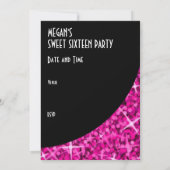 Einladung von Glitz Pink, schwarze Kurve "VIP Pass (Rückseite)