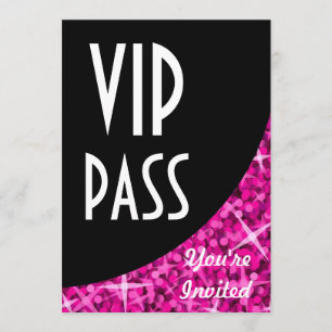 Einladung von Glitz Pink, schwarze Kurve "VIP Pass