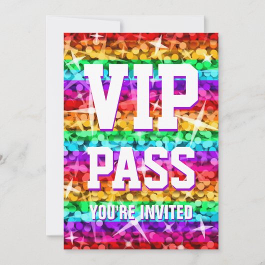 Einladung von Glitz Rainbow Strip 'VIP PASS' (Vorderseite)