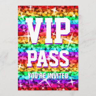 Einladung von Glitz Rainbow Strip 'VIP PASS'