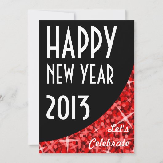 Einladung von Glitz Red black kurve "Happy New Yea (Vorderseite)