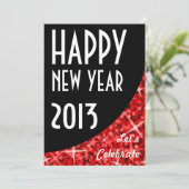 Einladung von Glitz Red black kurve "Happy New Yea (Stehend Vorderseite)