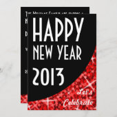 Einladung von Glitz Red black kurve "Happy New Yea (Vorne/Hinten)