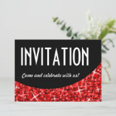 Einladung von Glitz Rote schwarze Kurve (Stehend Vorderseite)