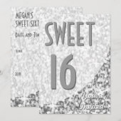 Einladung von Glitz "Silver"-Kurve "Sweet 16" (Vorne/Hinten)