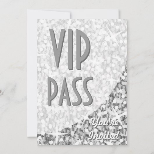 Einladung von Glitz "Silver"-Kurve "VIP Pass" (Vorderseite)