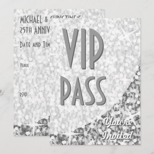 Einladung von Glitz "Silver"-Kurve "VIP Pass" (Vorne/Hinten)