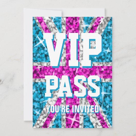 Einladung von Glitz UK Pink "VIP PASS" (Vorderseite)