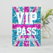Einladung von Glitz UK Pink "VIP PASS" (Stehend Vorderseite)