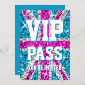 Einladung von Glitz UK Pink "VIP PASS" (Vorne/Hinten)
