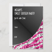 Einladung von Glitz Zebra Pink: "Sweet 16" (Rückseite)