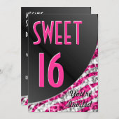 Einladung von Glitz Zebra Pink: "Sweet 16" (Vorne/Hinten)