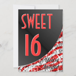 Einladung von Glitz Zebra Rote Kurve "Sweet 16"