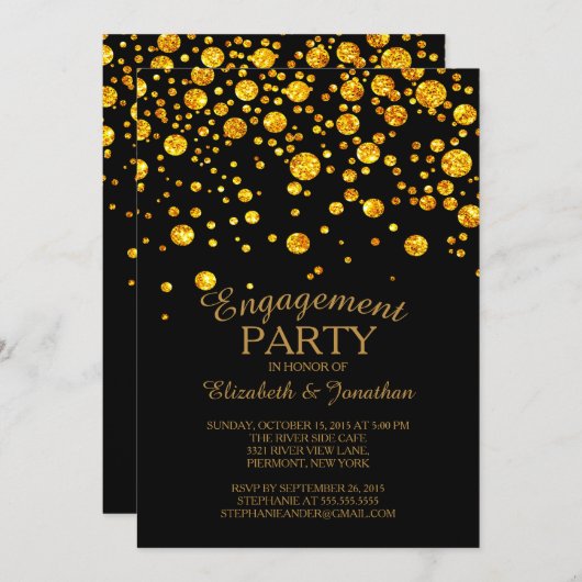 Einladung von Glitzer Confetti (Vorne/Hinten)