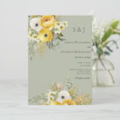 Einladung von Gold & Beige Floral auf Sage Wedding (Stehend Vorderseite)