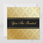 Einladung von Gold & Black Damask (Vorderseite)