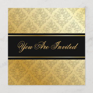Einladung von Gold & Black Damask