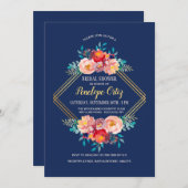 Einladung von Gold-Blumenrahmen (Vorne/Hinten)