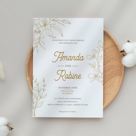 Einladung von Gold Floral Wedding