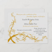 Einladung von Gold Floral Wedding (Vorne/Hinten)