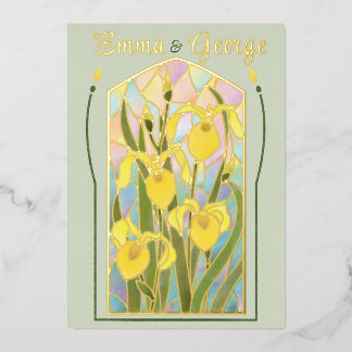 Einladung von Gold Foil Bleiglas Irises