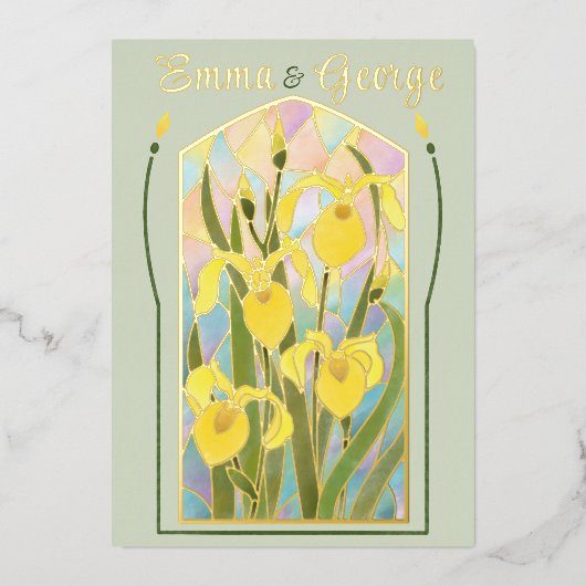 Einladung von Gold Foil Bleiglas Irises (Vorderseite)