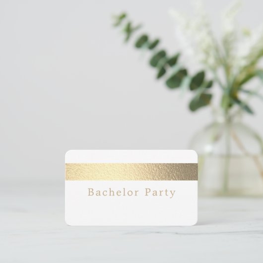 Einladung von Gold Foil Stripe, Bachelor Party (Stehend Vorderseite)