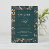 Einladung von Gold Foliage Leaf Hochzeit (Stehend Vorderseite)