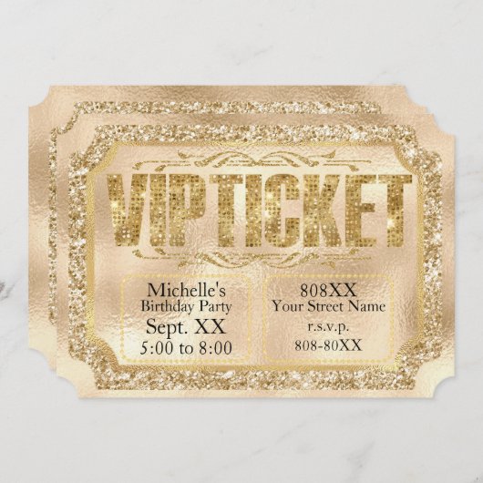 Einladung von Gold Glitzer and Diamonds (Vorne/Hinten)