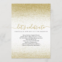 Einladung von Gold Glitzer Couple zum Polterabend