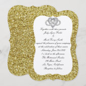 Einladung von Gold Glitzer Infinity Heart Wedding (Vorne/Hinten)