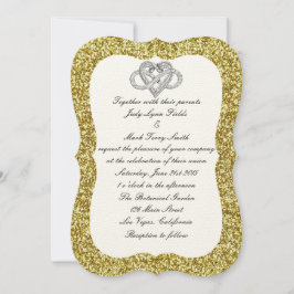 Einladung von Gold Glitzer Infinity Heart Wedding