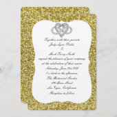 Einladung von Gold Glitzer Infinity Heart Wedding (Vorne/Hinten)