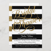 Einladung von Gold Glitzer Navy Black Stripe Dusch (Vorne/Hinten)