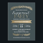 Einladung von Gold Laurels Slate Engagement<br><div class="desc">Die elegante und schicke Einladung zu einer Party mit glänzenden Imitaten,  Goldfolie,  handgezeichneten Lorbeeren,  moderner Typografie und Imitaten mit vergoldeten Rücken-Mustern. Wählen Sie eine Diecut-Form oder ein texturiertes Papier für eine besondere Einladung.</div>