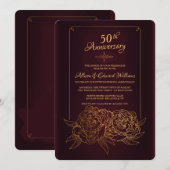 Einladung von Gold Peonies (Vorne/Hinten)