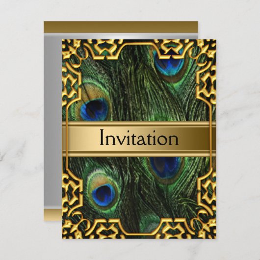 Einladung von Gold Pfauen zu jedem Party (Vorne/Hinten)