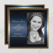 Einladung von Gold und Blauer Abschluss (Vorne/Hinten)