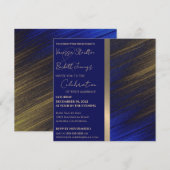 Einladung von Gold und Blue Wedding (Vorne/Hinten)