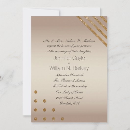 Einladung von Gold und Champagner Custom Wedding (Vorderseite)