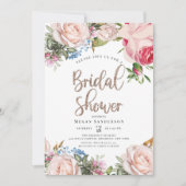 Einladung von Gold und Floral Bridal Brunch (Vorderseite)