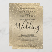 Einladung von Gold und Gold Glitzer (Vorne/Hinten)