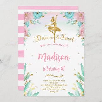Einladung von Gold und Green Ballerina