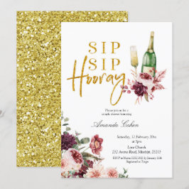 Einladung von Gold und Marsala Sip Hooray