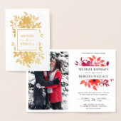 Einladung von Goldfoil Crimson Red Floral Wedding (Anzeige)