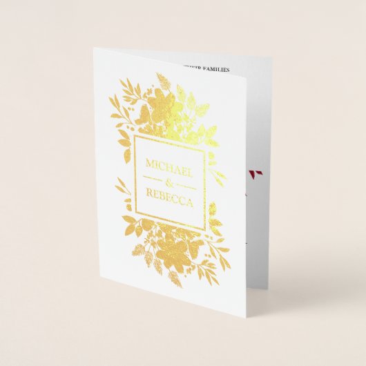 Einladung von Goldfoil Crimson Red Floral Wedding (Vorderseite)