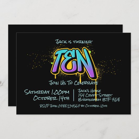 Einladung von Graffiti (Vorne/Hinten)